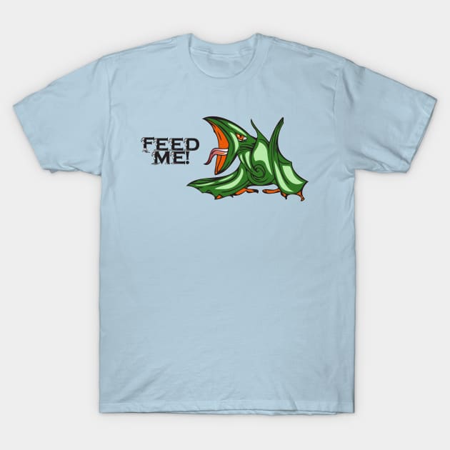 Hungry Green Flying Dinosaur T-Shirt by Miozoto_Design